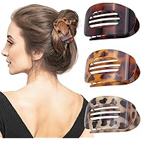 Large Flat Round Hair Clips Leopard Print Hair Claw Clips -Duckbill Clips for -Clips for Womens 3 Pcs - Strong Hold Hair Clip