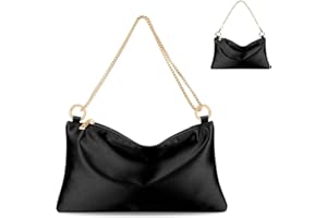 MGBPEI Women Satin Evening Handbag Wedding Prom Clutch Purse Formal Cocktail Party Clutches Shoulder Bag with 2 Bag Chains