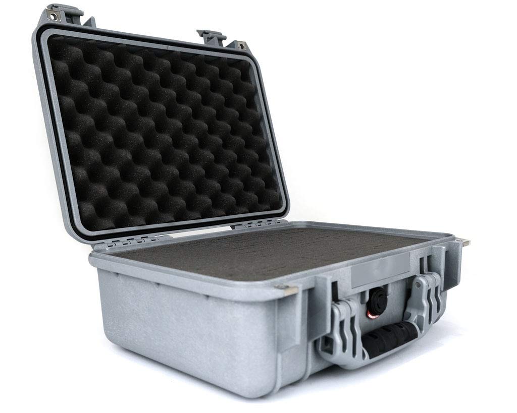 PELI 1450 Impact Resistant Protective Case, IP67 Watertight and Dustproof, 31L Capacity, Made in Germany, With Customisable Foam Insert, Silver โ image 1