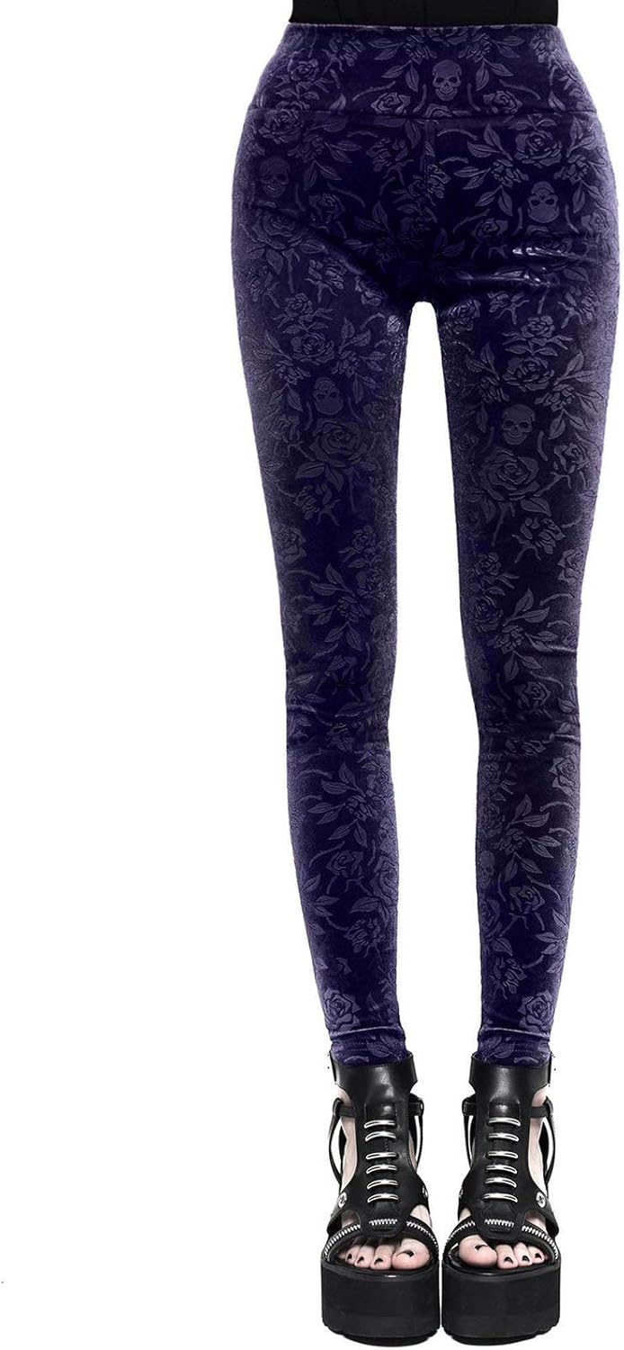 Killstar Velvet Leggings Bite Me Purple Amazon.co.uk Clothing