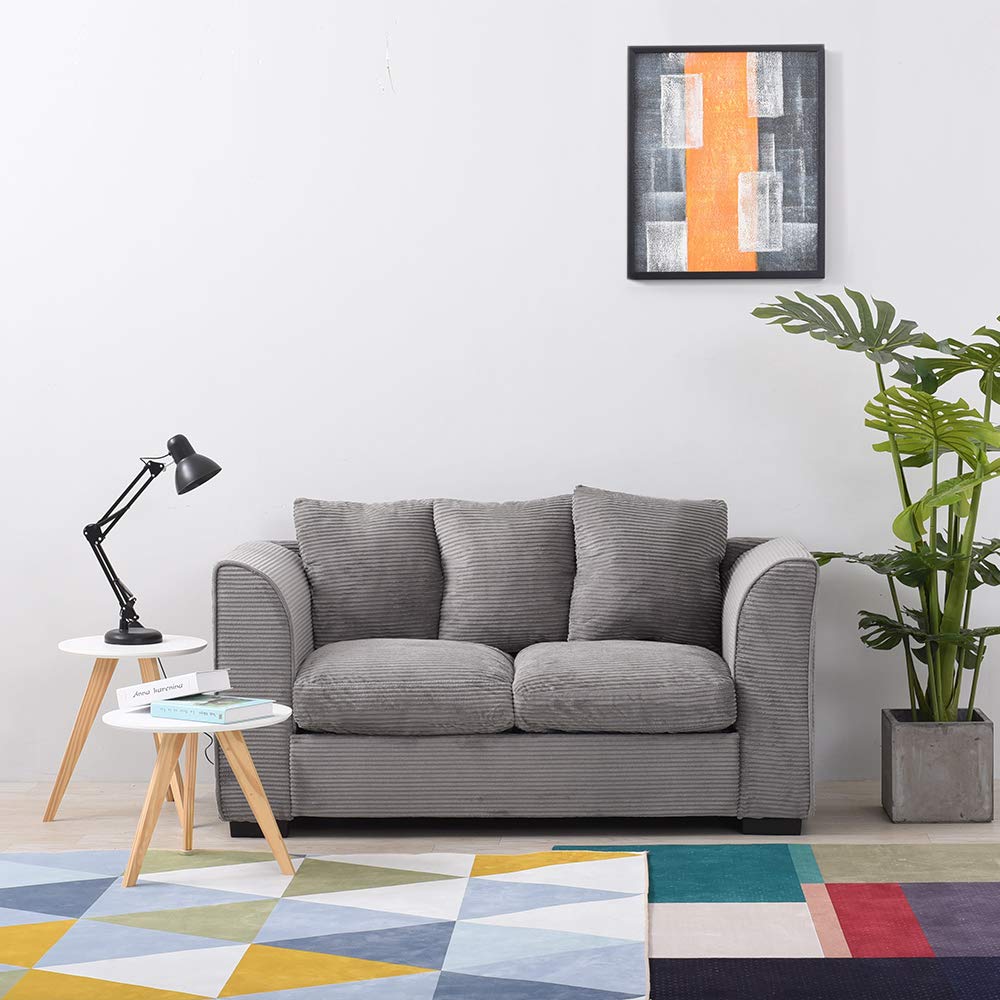 Buy Wellgarden Jumbo Cord Corner Sofa, 2 Seater Fabric Sofa Settee, Full Chenille Cord Fabric