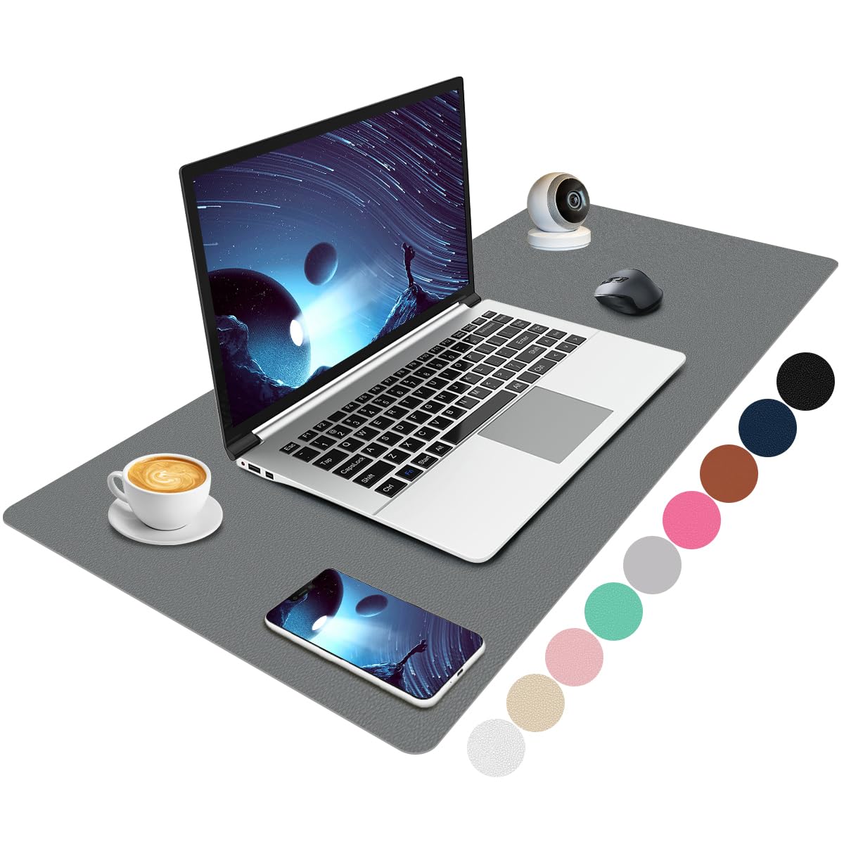 Niviy Desk Mat Grey, Non-Slip PU Leather Desk Pad, Large Desk Protector Mat Desk Accessories, Waterproof Desk Writing Mat for Home and Office Accessories (80 x 40 cm), 80x40CM