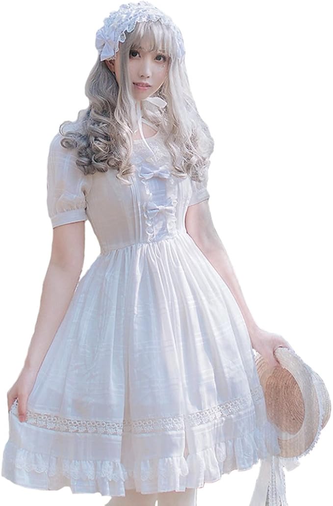 Amazon Smiling Angel お嬢さん ロリータ Cosplay Lolita セーラーワンピース ドレス スウィートワンピース ストラップレスドレス 蝶結び 森ガール 白 黒 ワンピース チュニック 通販