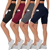 CAMPSNAIL 4 Pack Biker Shorts for Women High Waist - 5"/8" Tummy Control Soft Athletic Yoga Workout Running Gym Shorts