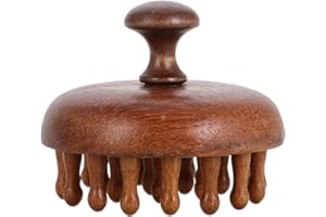 Wooden Scalp Massager Comb - Sandalwood Scalp Brush & Scrubber, Head Massager Tool for Hair, Gua Sha Brush for Women & Men (B