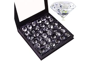 QFKRIS 20mm (0.8in) Crystal Diamond Collectible Figurines Home Decor, Glass Christmas Ornaments,Wedding Table Decoration, Glass Paperweight Pack of 36 (clear)