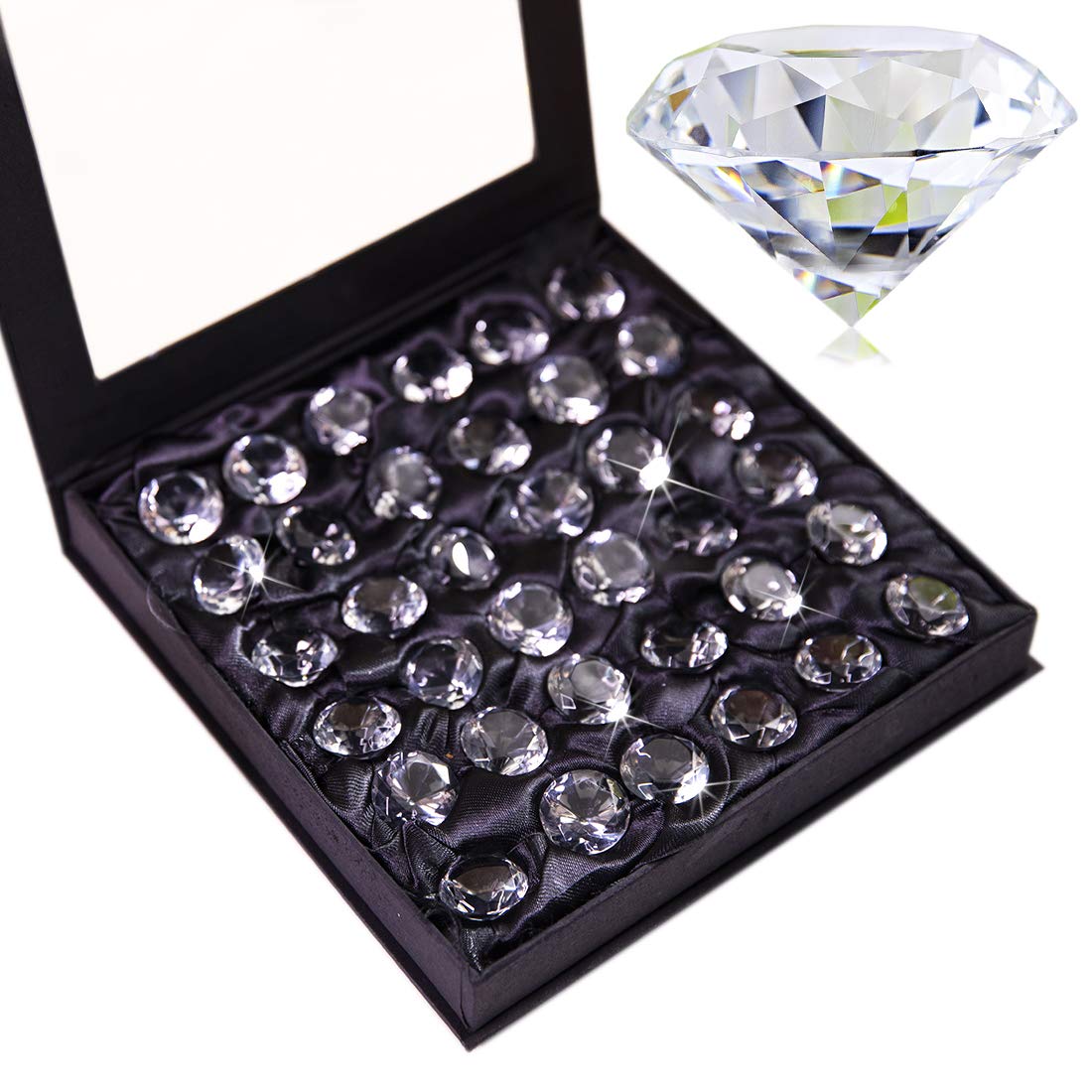 Photo 1 of 20mm (0.8in) Crystal Diamond Collectible Figurines Home Decor, Glass Christmas Ornaments,Wedding Table Decoration, Glass Paperweight Pack of 36 (clear)