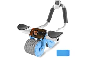 BERSAUJI 2025 New Ab Roller Wheel with Knee Mat &Timer, Automatic Rebound Abdominal Wheel, Ab Abdominal Exercise Roller with Elbow Support, Abs Workout Equipment Ab Exercise Roller for Women Men .(Blue)