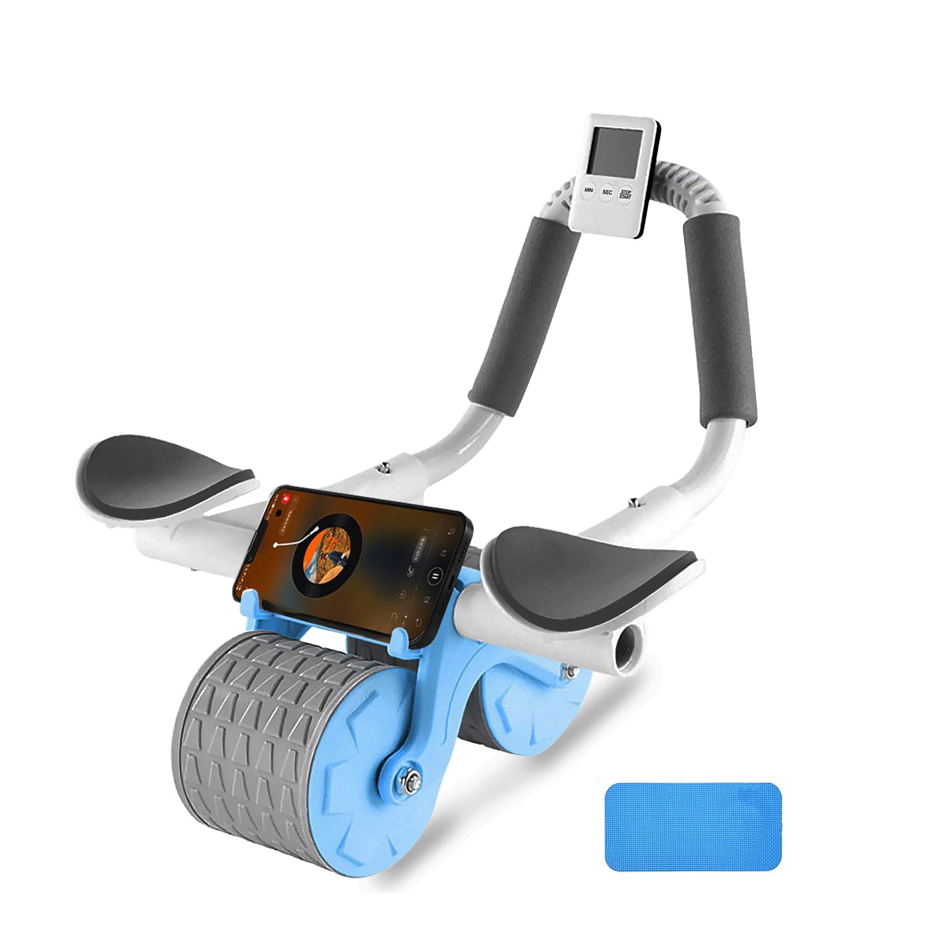 Photo 1 of 2024 New Ab Roller Wheel with Knee Mat &Timer, Automatic Rebound Abdominal Wheel, Ab Abdominal Exercise Roller with Elbow Support, Abs Workout Equipment Ab Exercise Roller for Women Men(Blue)