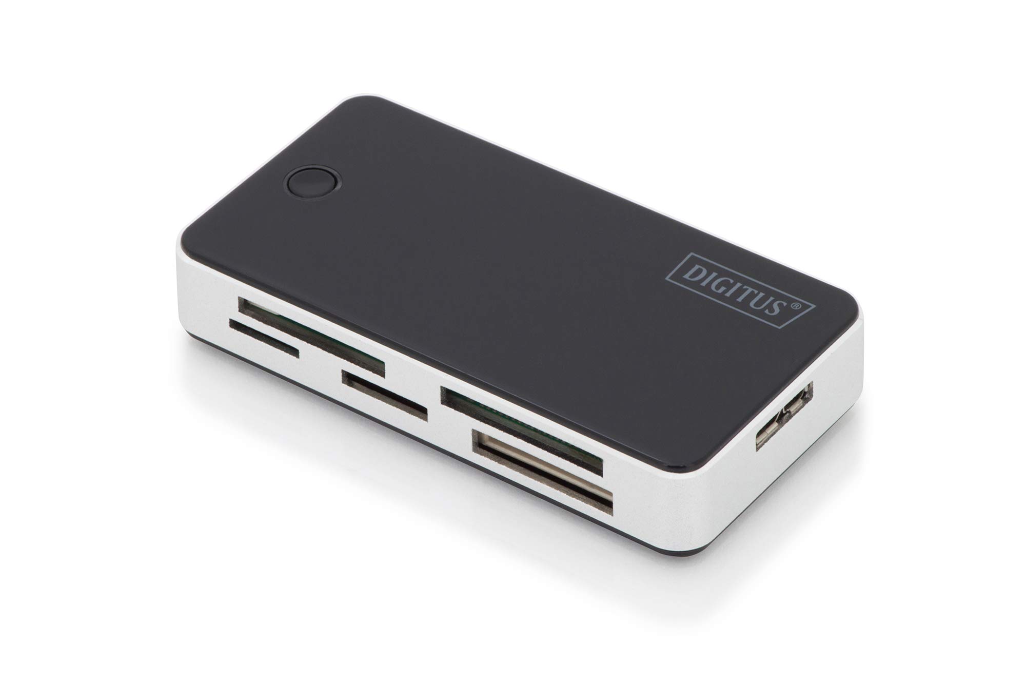 DIGITUS USB 3.0 All-in-one card reader for memory cards - Supports CF, MMC, SD, SDHC, SDXC and Micro-SD cards - Card reader - 5 Gbit/s - Plug & Play - Black/Silver
