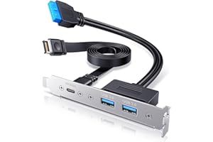 ineo USB 3.2 Gen 2x2 Type-C Front Panel Adapter with PCIe Bracket, 20Gbps USB-C and Dual USB A 3.0 Ports, Motherboard Header 