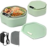 SL Nevnmoe Cordless Electric lunch box, Battery Powered Heated Lunch Box，Food Heate 1L Adjustable heating time Comes three compartments Used for trucks, camping, offices