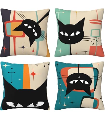 Cute & Cozy: 18x18 Dog Cat Print Cotton Linen Pillow Case – Decorative Sofa Cushion Cover
