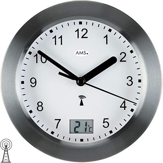 Unbekannt Funkuhr Wanduhr Aluminiumfrontreif Anthrazit