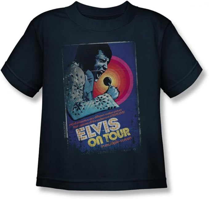 Elvis Presley Juvy On Tour Poster TShirt in Navy Clothing