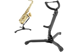 ESMAVO Alto Saxophone Stand, Heavy Duty & Compact Saxophone Stand Saxophone Holder Rack with Non-Slip Rubber Feet, Folding Alto & Tenor Sax Stand for Secure Storage, Musical Instrument Saxophone Accessories
