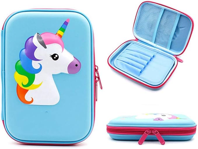 . Fabricado en Unicorn Pencil Case lápices Holder Large Size Crayon Box