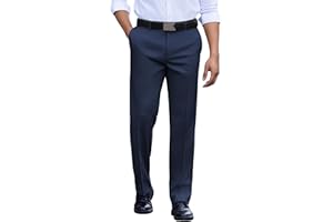 COOFANDY Men's Classic Fit Dress Pants Flat Front Straight Casual Pant Expandable Waist Suit Pant
