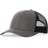 Richardson 115 Classic Low-Profile Design Adjustable Snapback Trucker Cap | Trucker Mesh Back, Cotton-Poly Twill, Precurved Bill, Bulk Packs Available