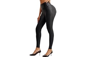 APWKL Faux Leather Leggings for Women High Waisted Leather Pants Stretch Tummy Control Black Elastic Pleather Tights