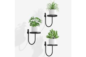 OtGalk Modern Wall-Mounted Planter – Black Metal Hanging Plant Holder for Indoor Window & Space-Saving Plant Display 3pcs