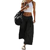 GraceSelect Women's Baggy Wide Leg Pants with Drawstring Pockets Elastic Waist Capri Hiking Pants Casual Fashion 2026 Trendy