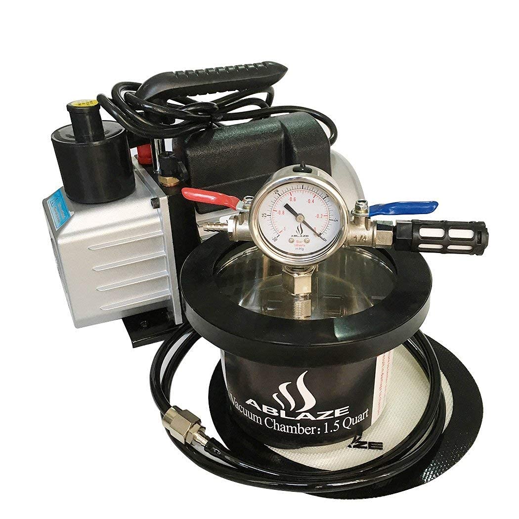 ABLAZE 1.5 Quart Stainless Steel Vacuum Degassing Chamber and 3 CFM