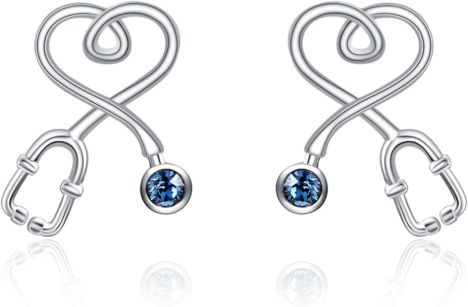 AOBOCO Nurse Earrings Stud Sterling Silver Stethoscope