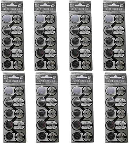 eCoreCell (40pcs) CR2025 5003LC 3V 3 Volt Lithium Single Use Non-rechargeable Button Coin Cell Battery