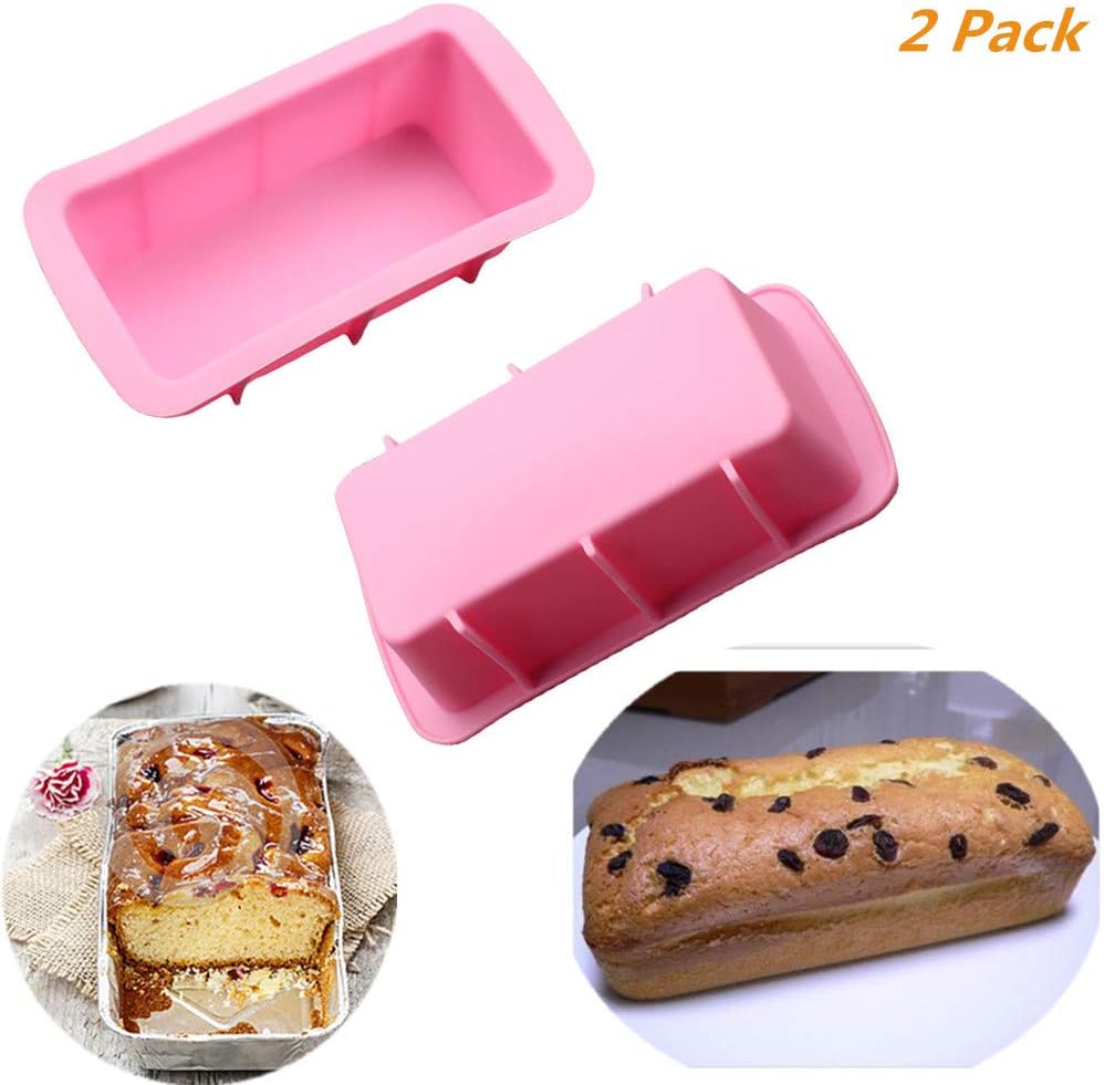 2 Pcs Silicone Bread Loaf Cake Mold Non Stick Bakeware Baking Pan Oven Rectangle Mould