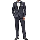 COOFANDY Men's 2 Piece Suit Slim Fit One Button Tuxedo Jacket Pants for Wedding Prom Business