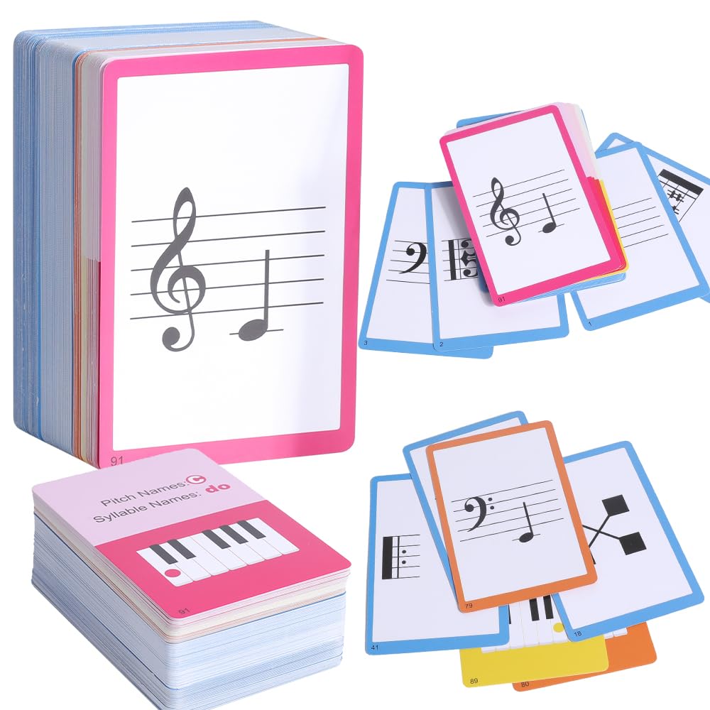 Photo 1 of 104 Piano Music Flash Cards - Basic Music Symbols,Staff Notation, Pitch/Syllable Names, Keyboard Position, Flat/Sharp,Education Cards for Beginners and Professionals