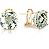 7.2 Carat 14k Solid Gold French Clips Earrings Green Amethyst