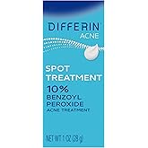 Differin Acne Spot Treatment with 10% Benzoyl Peroxide, Maximum Strength OTC Acne Treatment, Fast Acting Spot Treatment for F