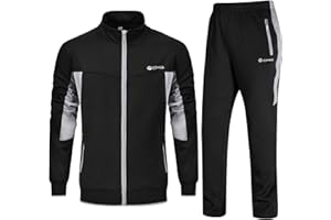 BGOWATU Men's Tracksuit Athletic 2-piece set Casual Full Zip Running Suits Set Long Sleeve Sports Sweatsuits