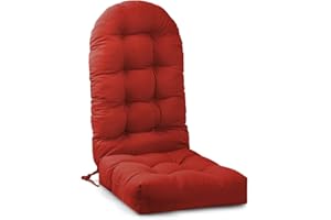 RULAER Adirondack Chair Cushion Outdoor/Indoor High Back Waterproof Rocking Chairs Cushions Comfort and Durability Non-Slip Patio Lounge Seat Pads(Red)