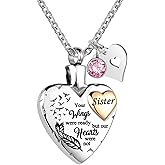 LuxglitterLin Heart Urn Necklace for Ashes Cremation Memorial Keepsake Jewelry for Loved Ones -Your Wings were Ready My Heart was Not