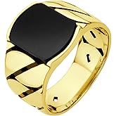 555Jewelry Stainless Steel Rings for Men Pinky Ring Square Signet Rings for Men Wedding Rings for Men Thumb Ring Black Onyx Ring