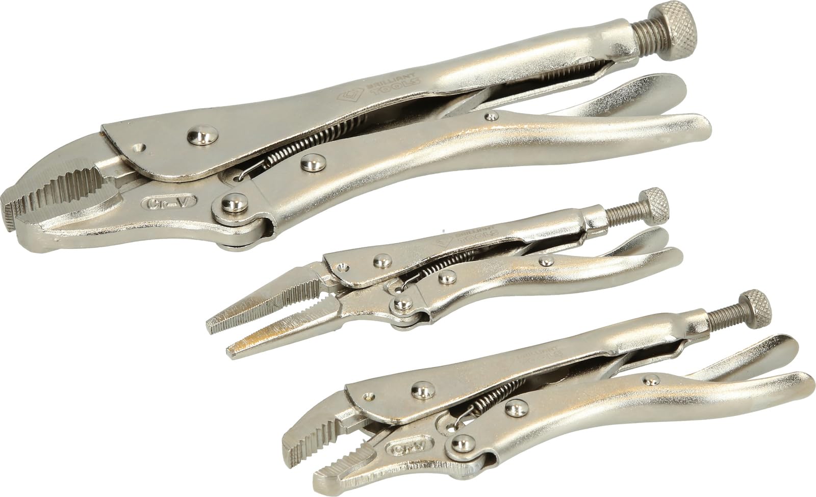 BRILLIANT TOOLS BT065003 Locking Pliers/Grip Pliers Set of 3 [Powered by KS Tools]