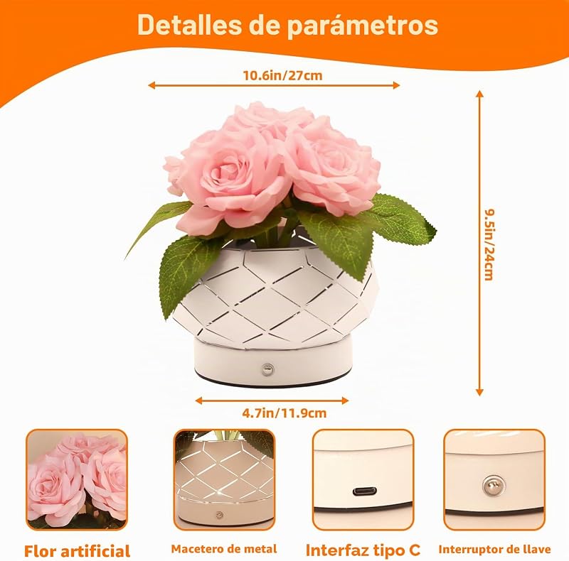 Presentes de aniversário para mulheres, lâmpada de flor de rosa, lâmpada de toque, luzes a pilha, pequena luz noturna de 3 cores, presentes para a mãe no dia