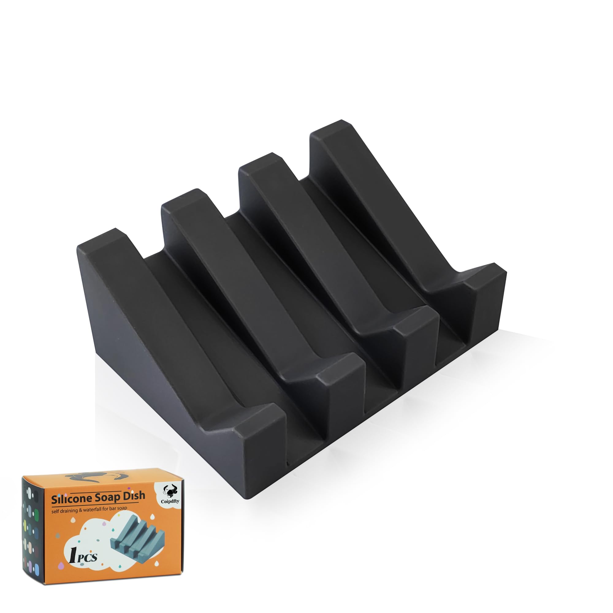 Photo 1 of Coipdfty Self Draining Soap Dish Holder,Silicone Soap Dish,for Bathroom,Kitchen, Sponges?Can Extend Soap Life?Keep Soap Bars Dry and Easy Cleaning (1, Black)
