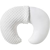QUENESS Nursing Pillow and Positioner, Breastfeeding, Bottle Feeding, Baby Sitting Support with Removable Ultra Soft Cover, Tummy Time Support for Baby Boys and Girls (White)