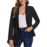 LADI TREND Womens Black Blazer Notched Lapel Two Button Suit Jackets Long Sleeve Lightweight Pocketed Blazers for Bussiness Casual,Black,L