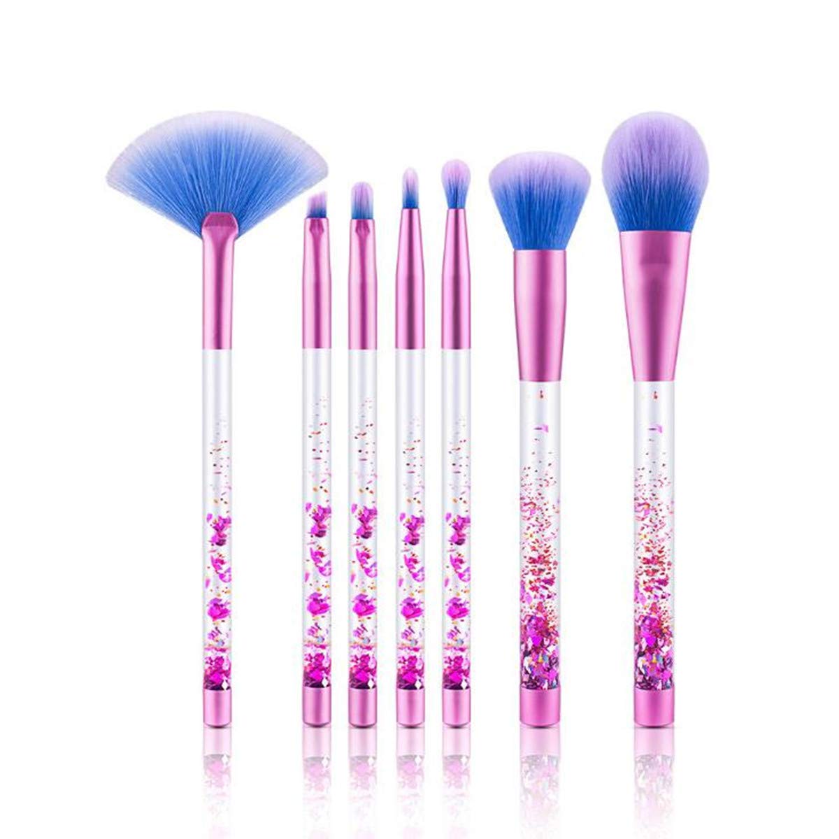 Sparkle Makeup Brushes Set with Fan Brush,Colorful Beautiful Sparkles Bronzer Blush Power Fan Lip Eyeshadow Eyebrow Eye Blender Brush