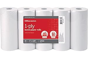 Office Depot 1-Ply Paper Rolls, 3in. x 128ft, White, Pack of 10, 109023