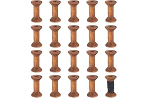 BENECREAT 20Pcs Antique Wooden Empty Spools, 1.57"/ 40mm Empty Thread Spools Wooden Ribbon Spools Bobbins for Wire Weaving Arts DIY Wood Projects