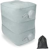 Inflatable Foot Rest Pillow for Travel, Adjustable 3-Layer Height, Fast Inflation Leg Rest Cushion for Airplanes, Cars, Trains, Office & Home