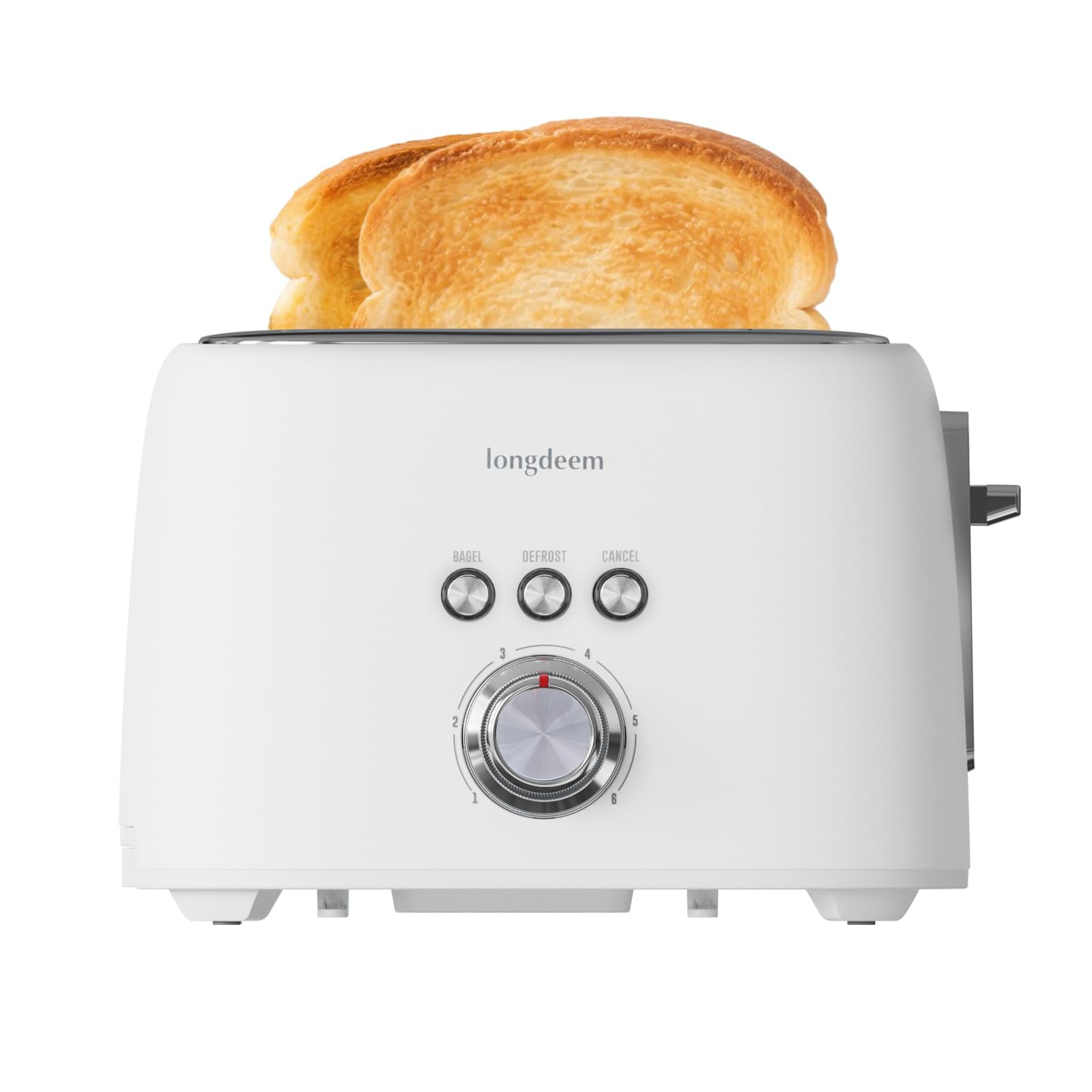 2 Slice Toaster – 1.5″ Extra Wide Slots, Stainless Steel, High Lift, 6 Browning, White