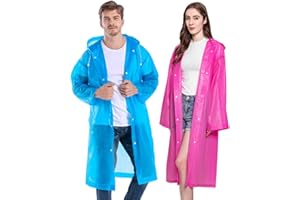 YUNLOVXEE Rain Ponchos for Adults Reusable, 2-5 Pack Raincoat for Women Men, Waterproof Rain Coat Gear with Hood Drawstring