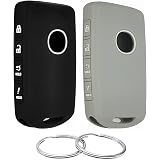 Silicone Rubber Key Fob Cover For 2019-2025 Mazda 3, 6, CX-30, CX-5, CX-9, CX-50 - Black & Grey, 4 Buttons